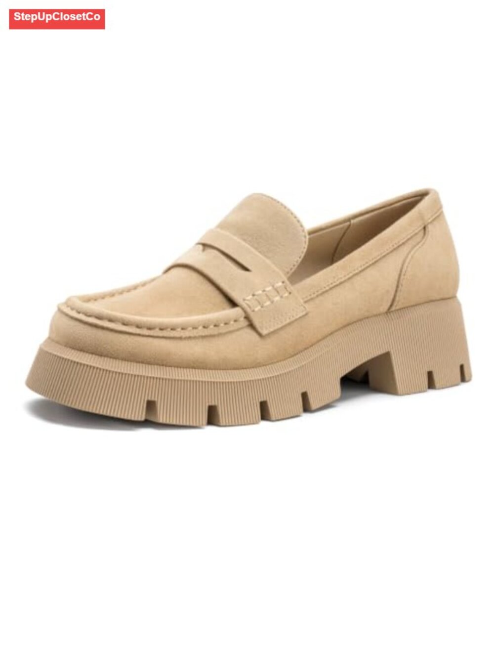 Womens Penny Loafers Faux Leather Platform Slip On Dress Shoes